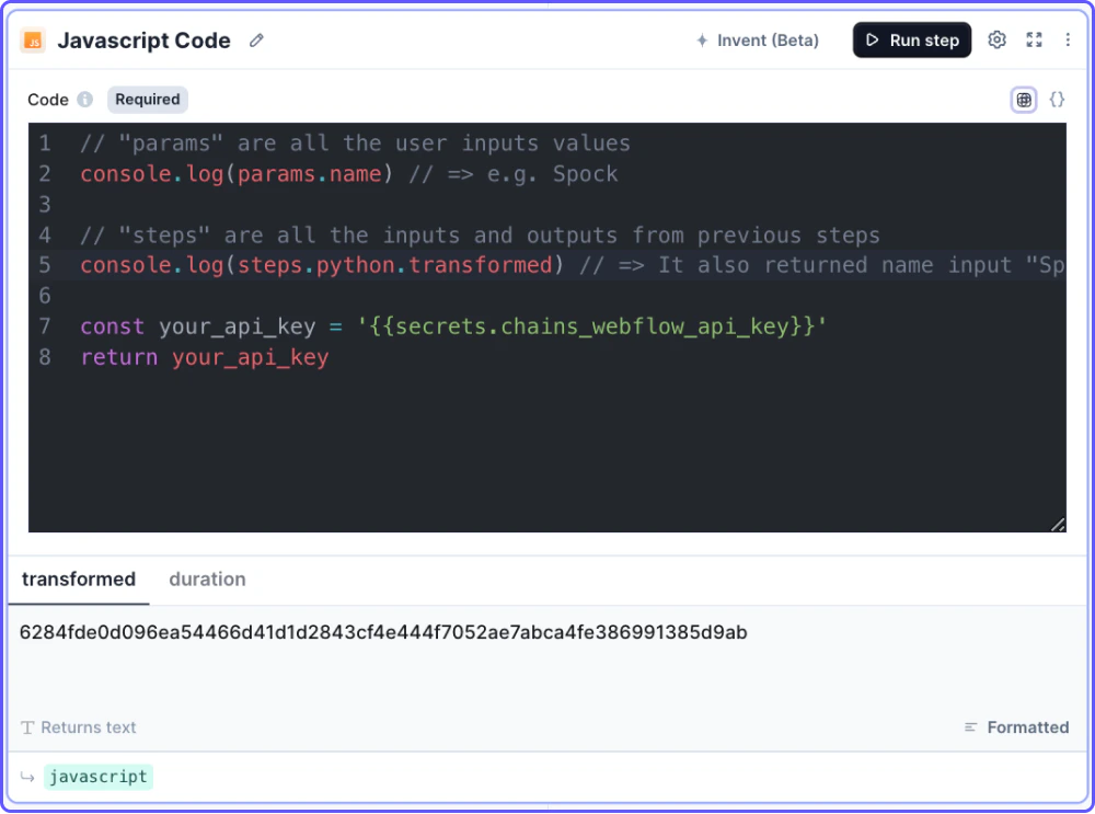 JavaScript step