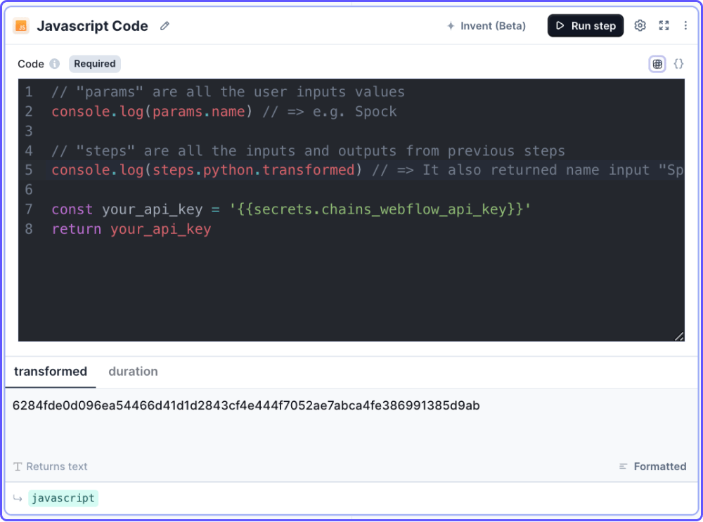 JavaScript step