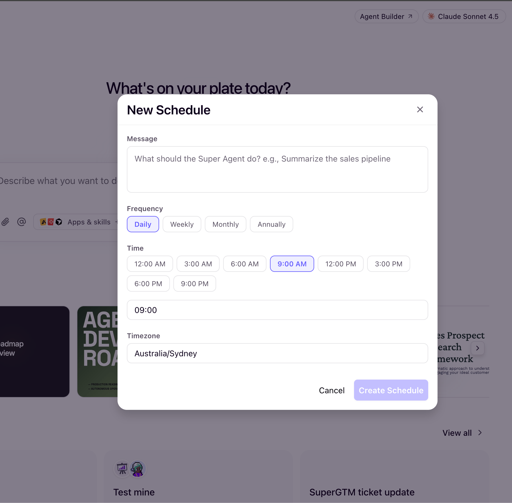 Schedule configuration for running skills automatically