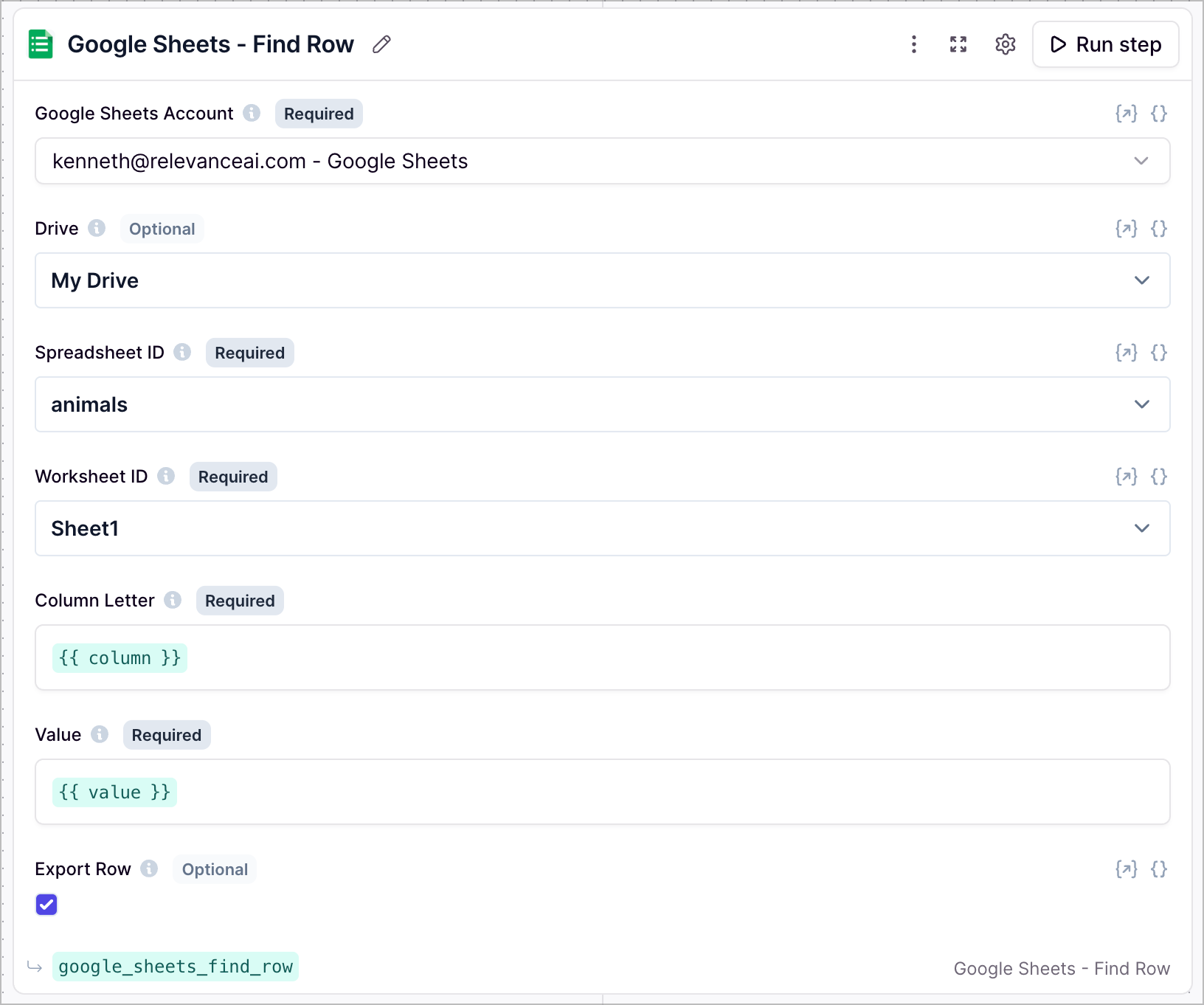 Google Sheets Find Row