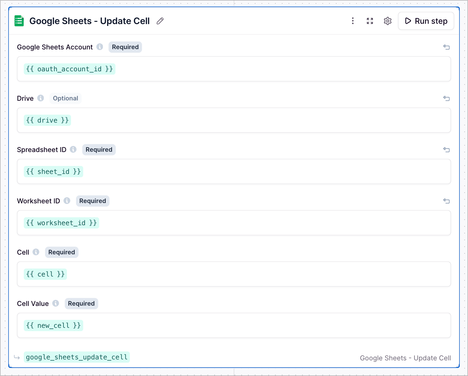 Google Sheets Update Cell