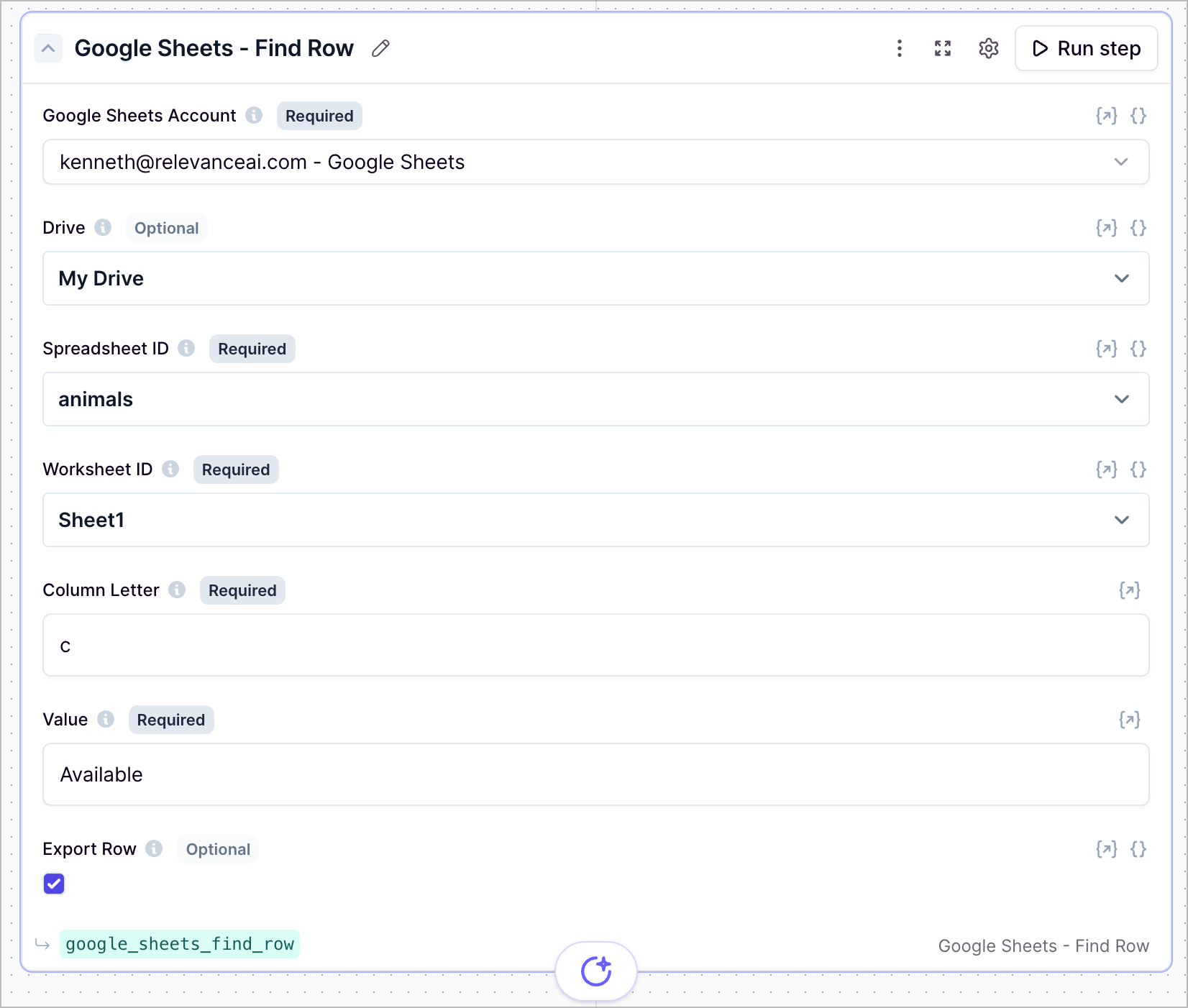 Google Sheets Find Row