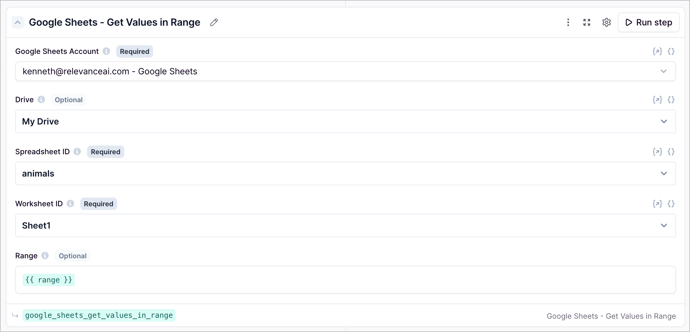 Google Sheets Get Values in Range