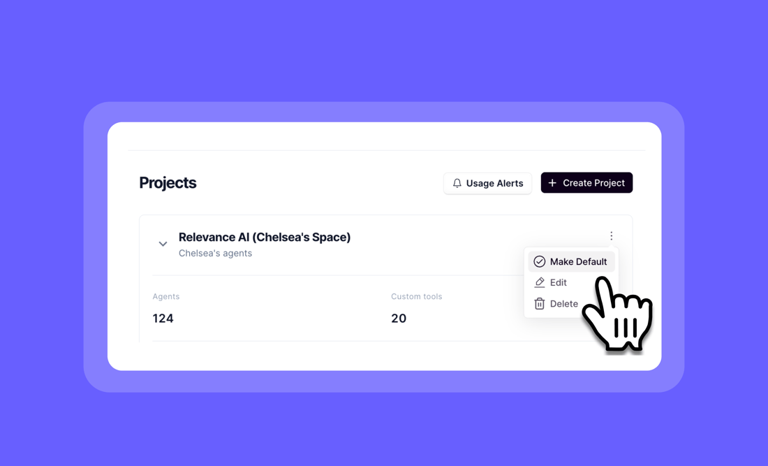 Projects Defaultimage Default organization and project - Relevance AI Documentation