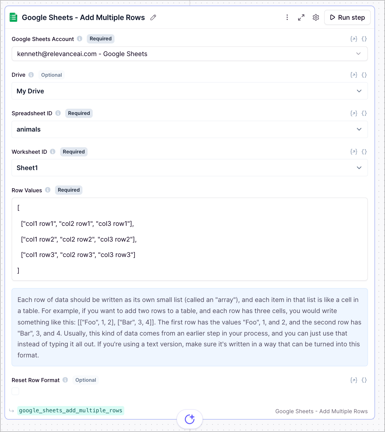 Google Sheets Add multiple rows