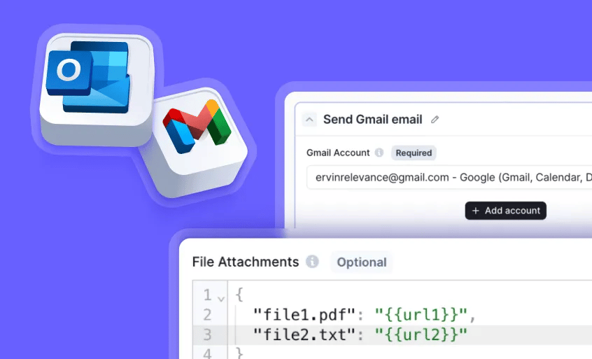Send emails with attachments in Gmail and Outlook