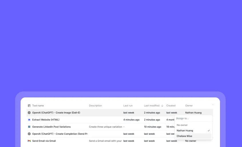 Assign tool owners to organize your tool library