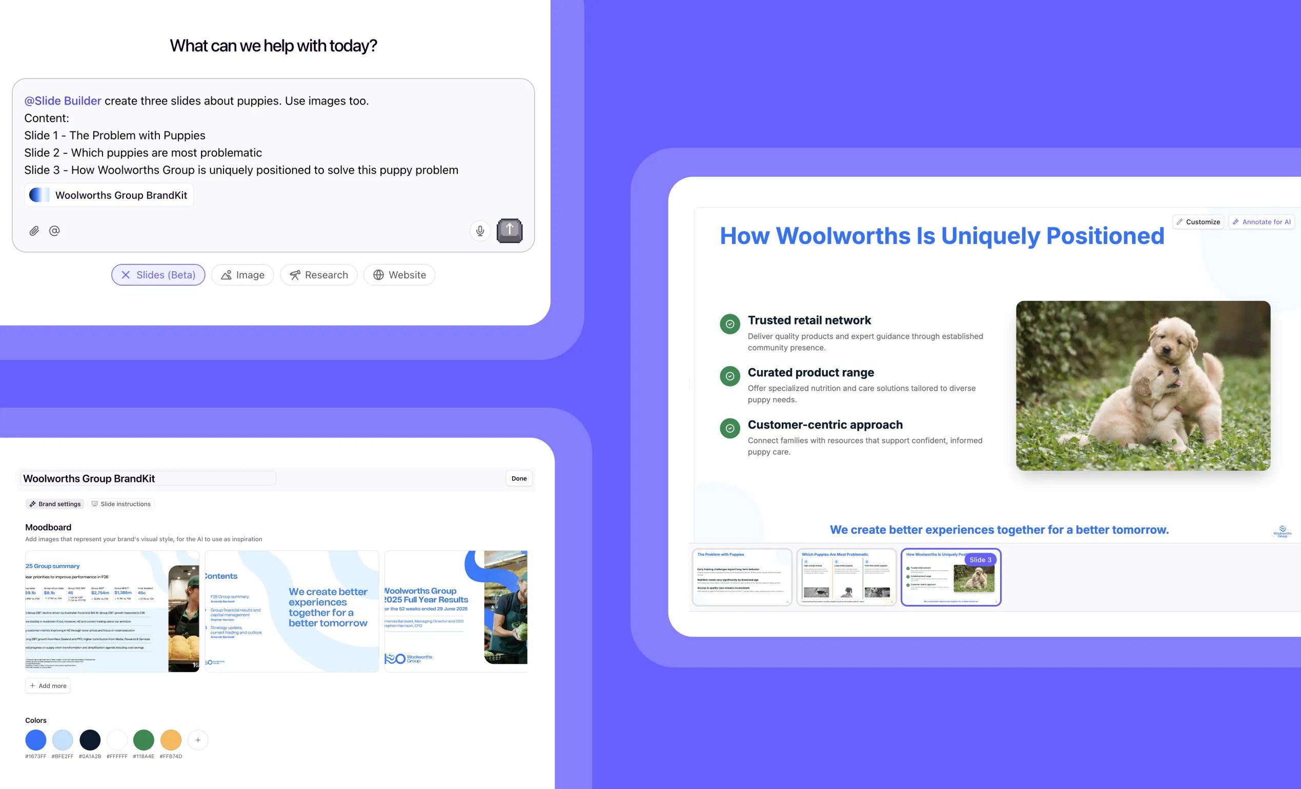 Create stunning, on-brand presentations in seconds with Slide Builder