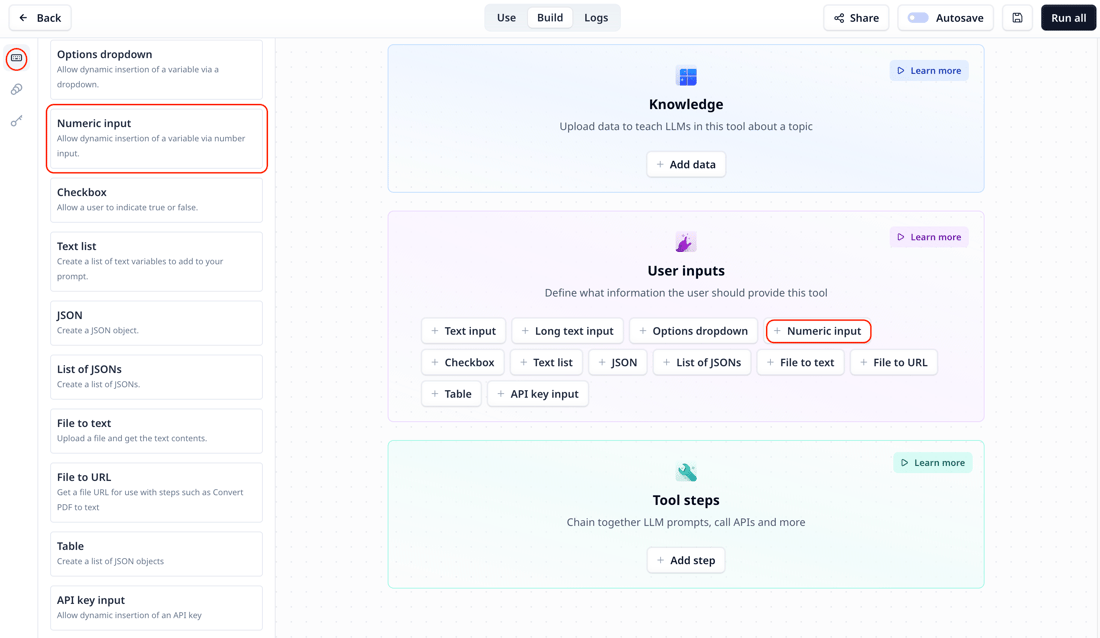 Numeric input - Relevance AI Documentation