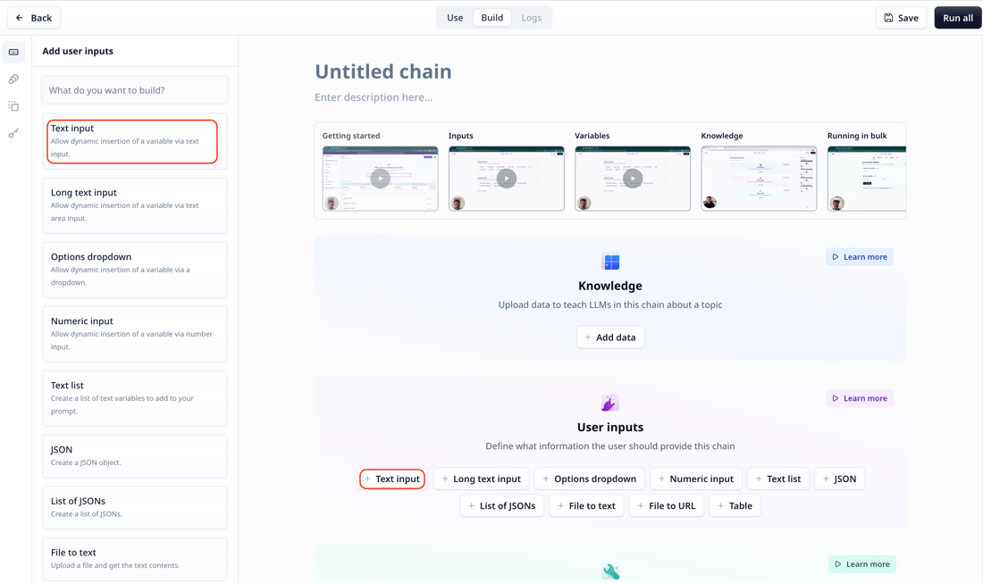 Text input - Relevance AI Documentation