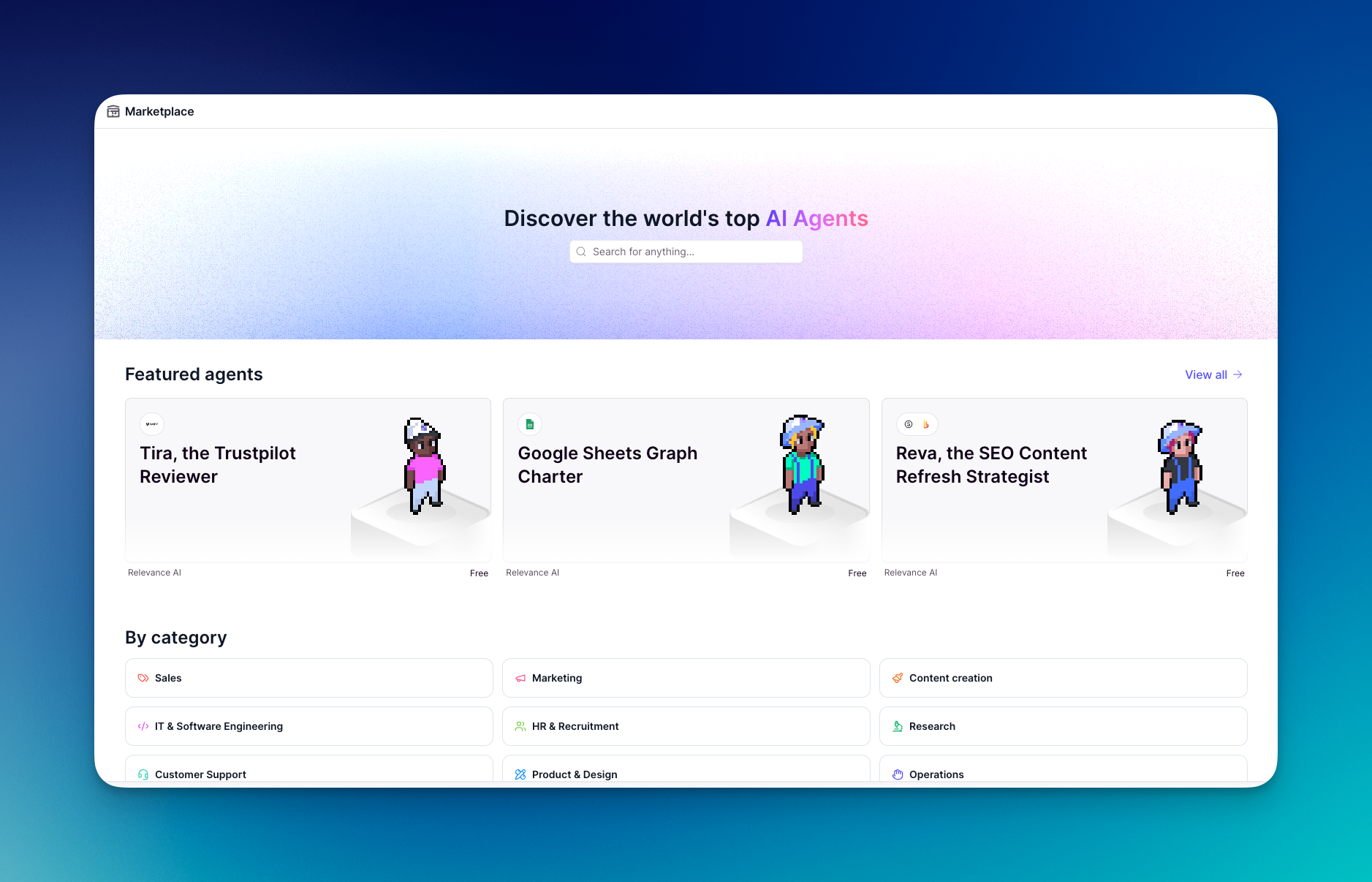 Hero image of the Marketplace