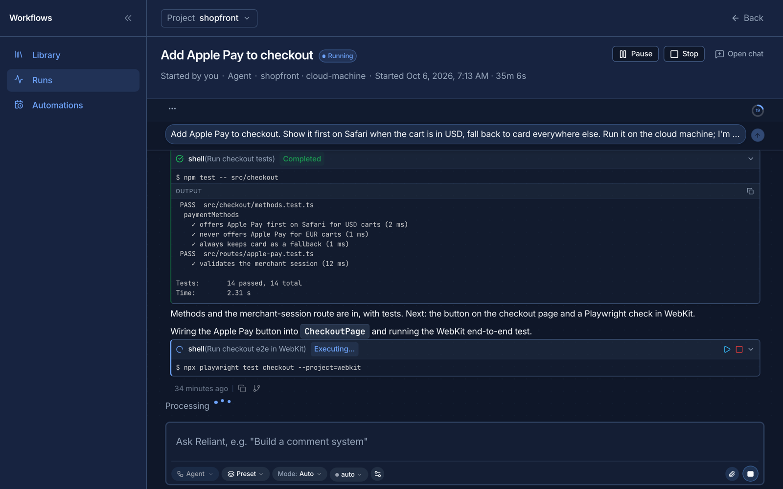 A chat running on a cloud machine