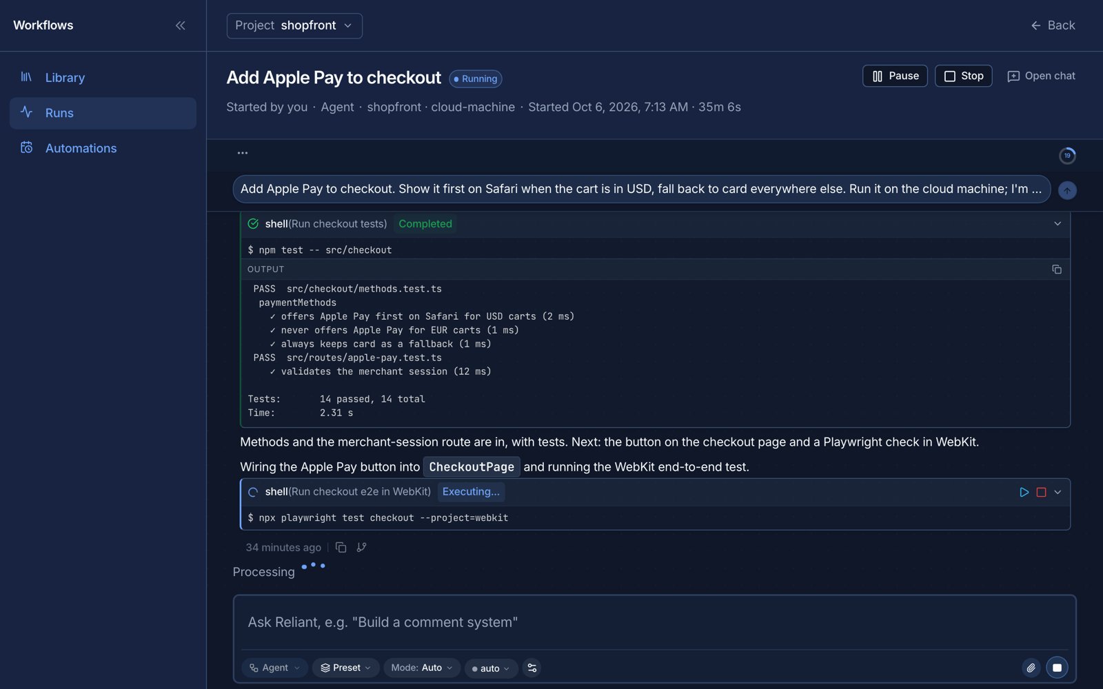 A chat running on a cloud machine