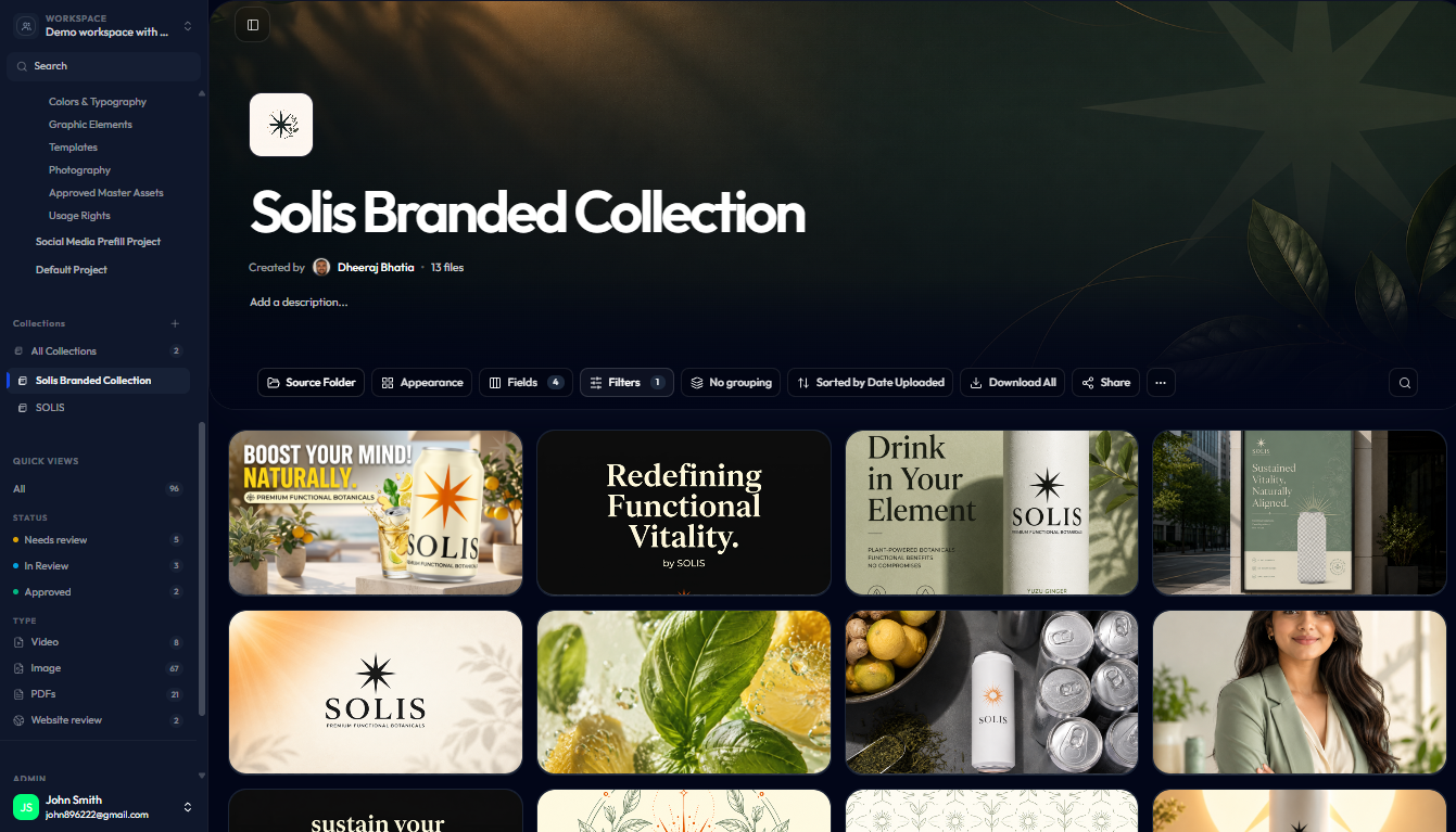 Reloops collection displaying curated assets in a styled grid