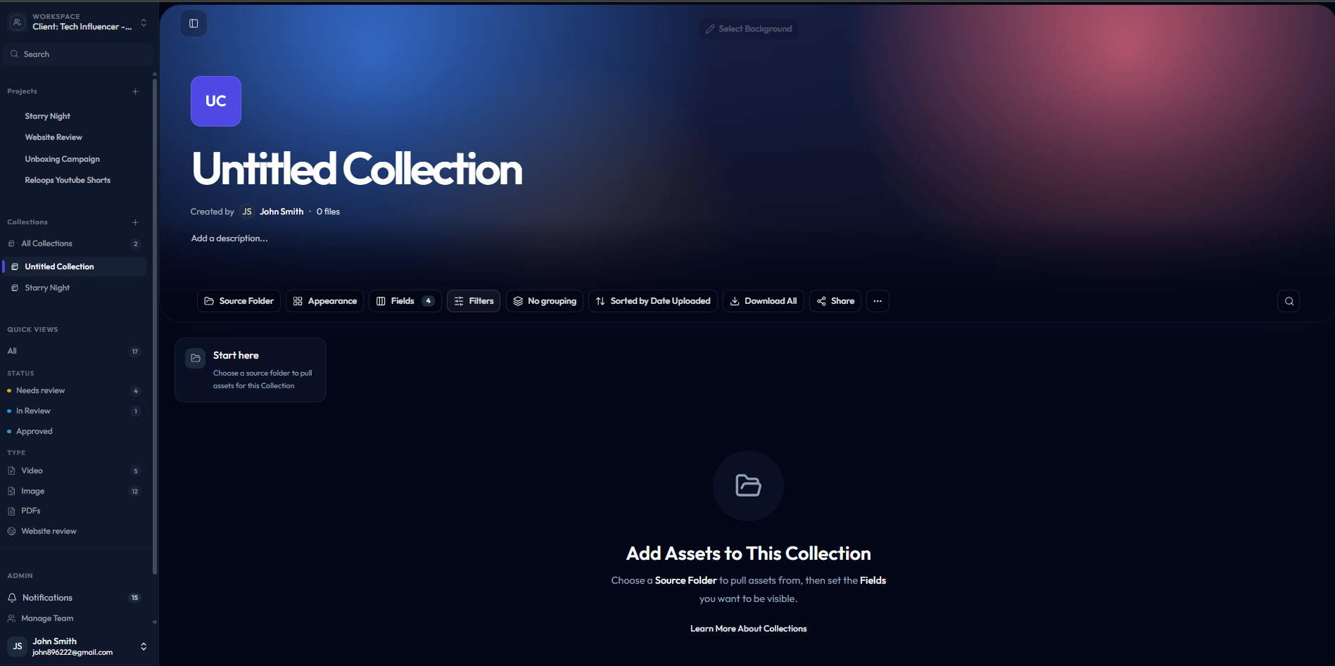Empty collection detail page