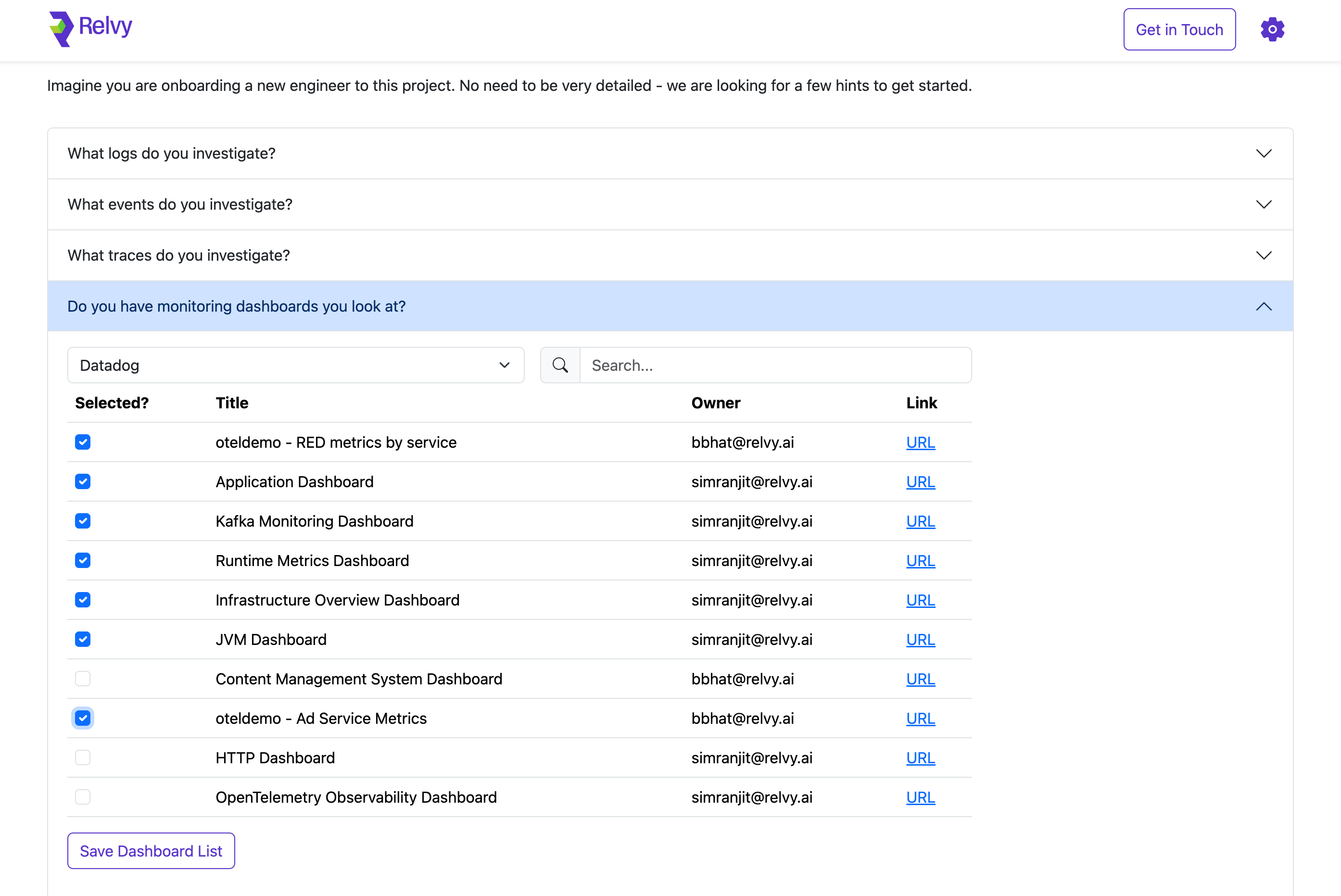 Configure Dashboards