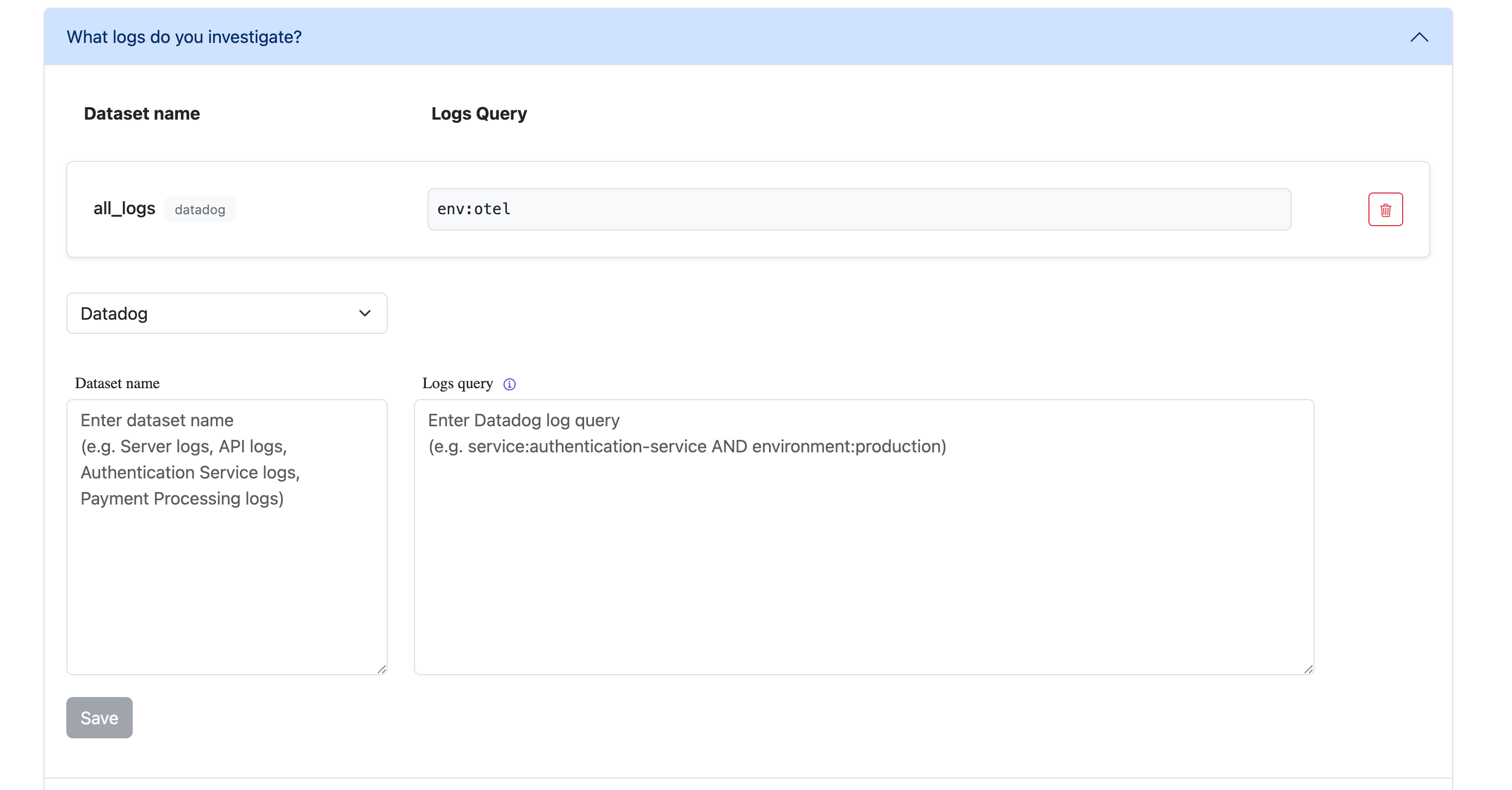 Logs Datasets