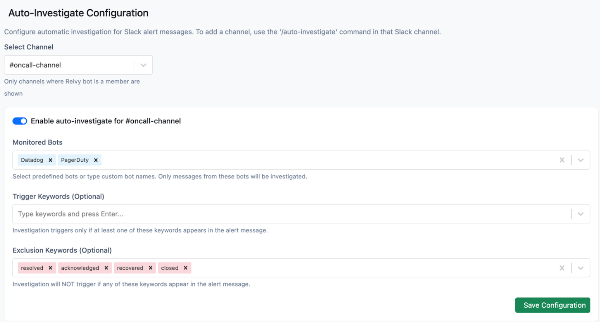 Slack Auto Investigate