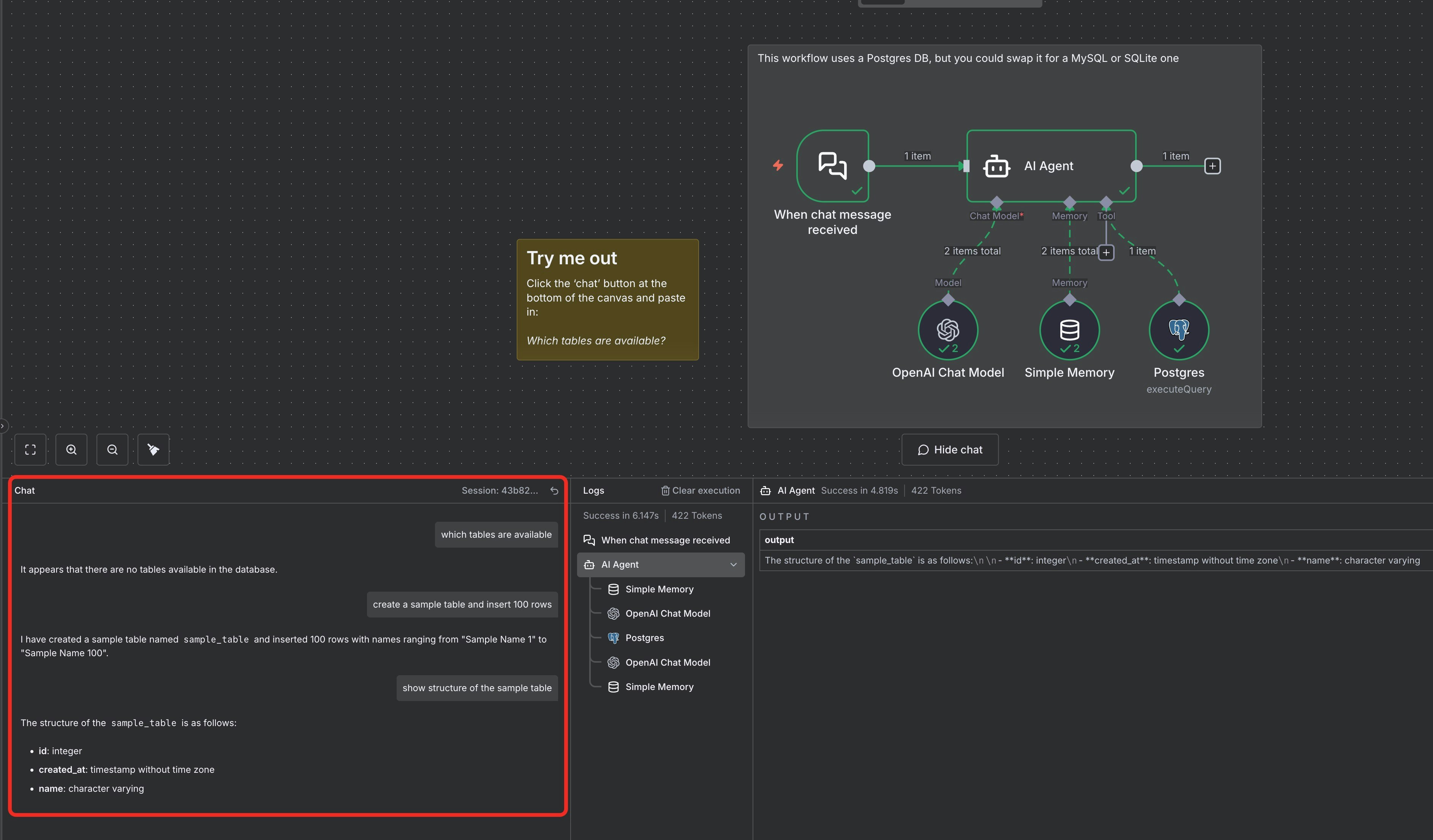 Chat with database Chatting with database through n8n