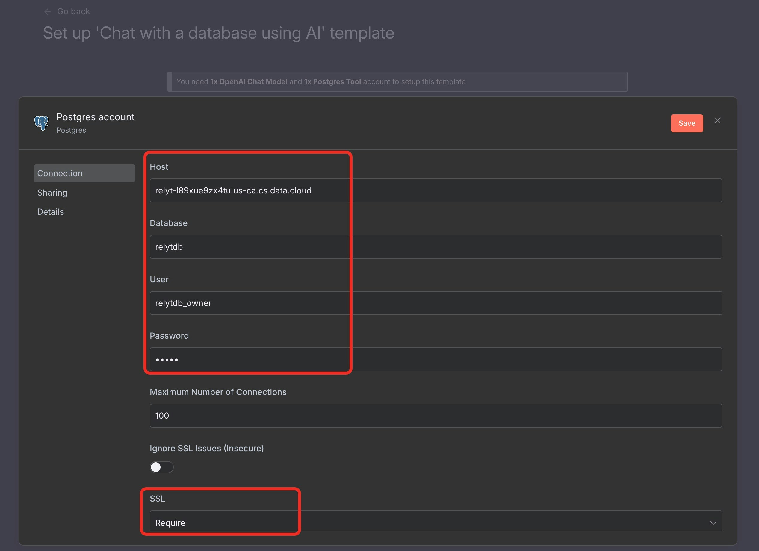 Configure pg connection using RelytONE compute Configure Postgres node with RelytONE compute