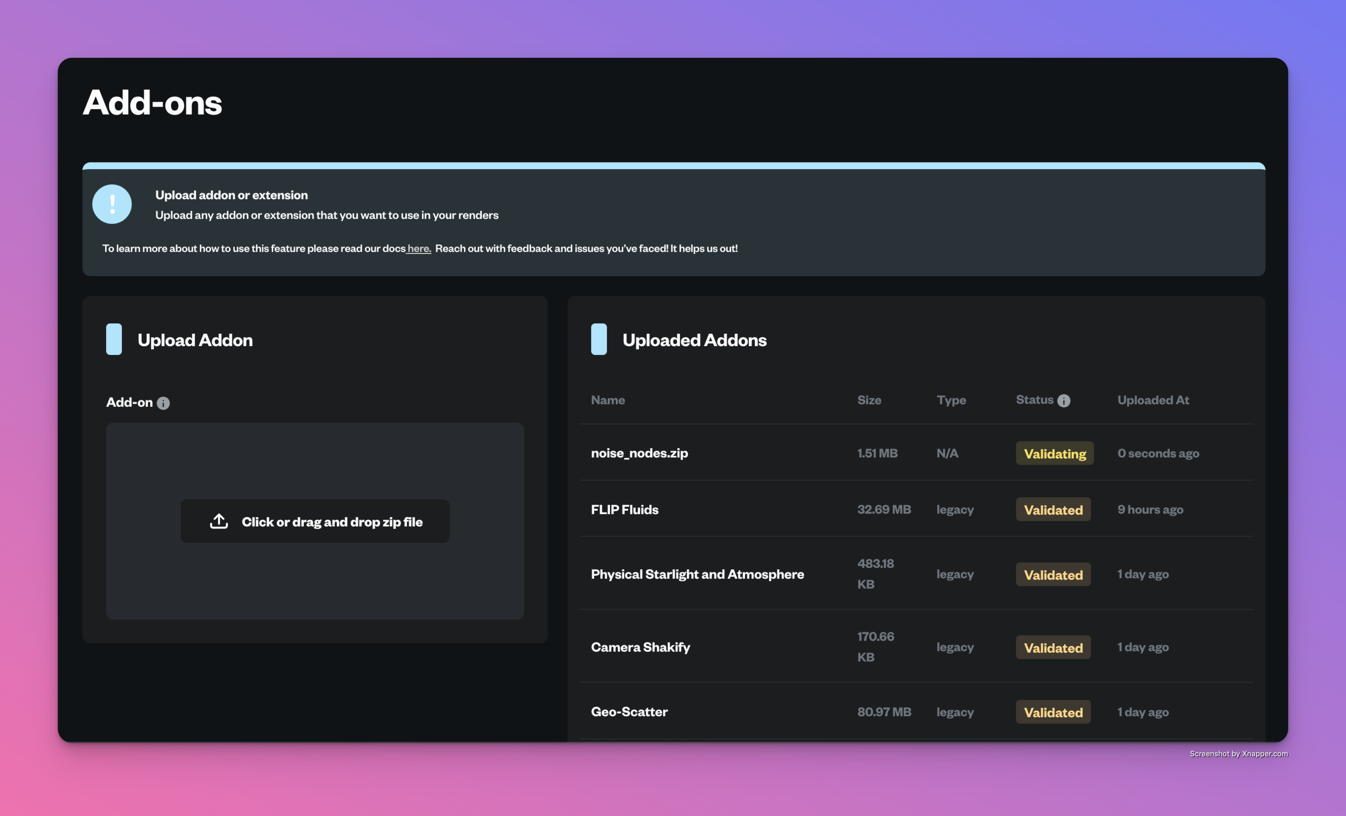 Using add-ons and extensions with Renderjuice - Docs • Renderjuice