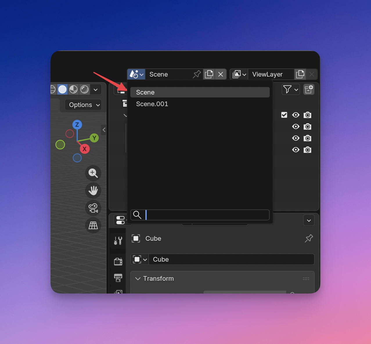 Finding scene names in Blender