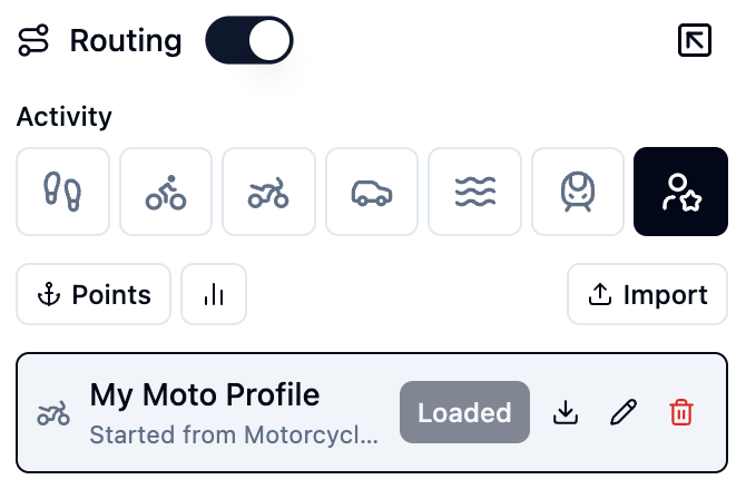 My Profiles My Profiles list with a saved profile