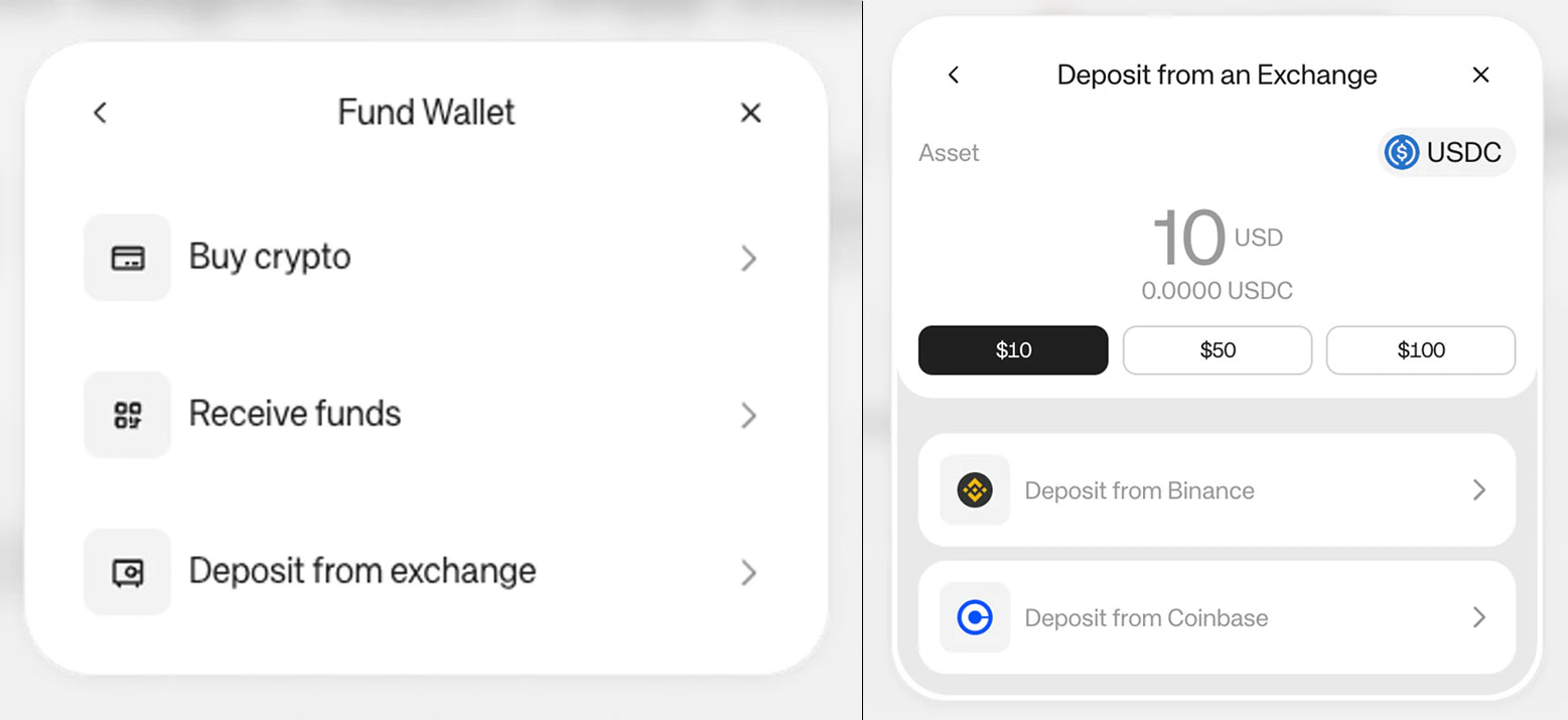 Funding your wallet with Deposit with Exchange