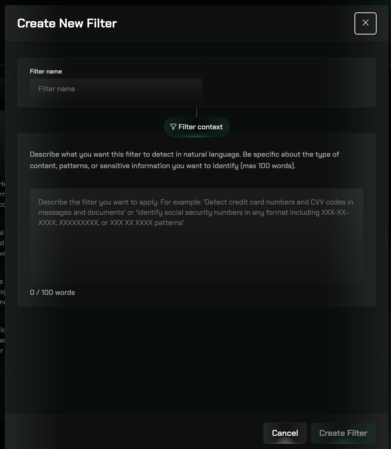 AI Filters configuration