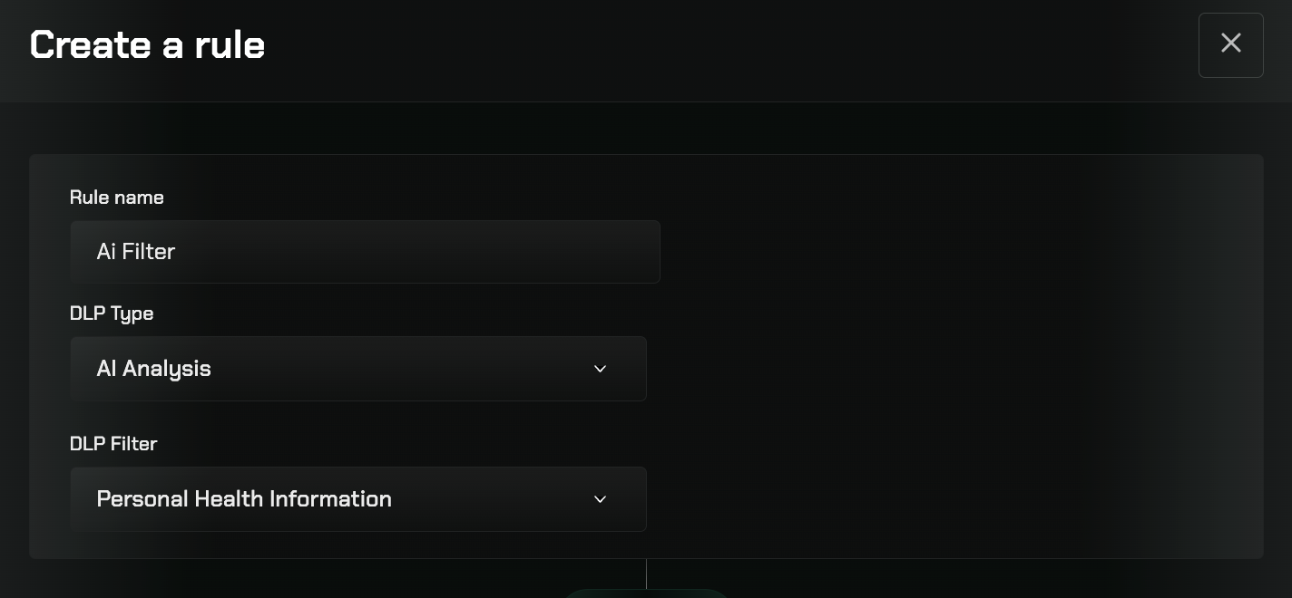 Configuring DLP rule with AI filter