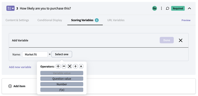 Scoring Variables