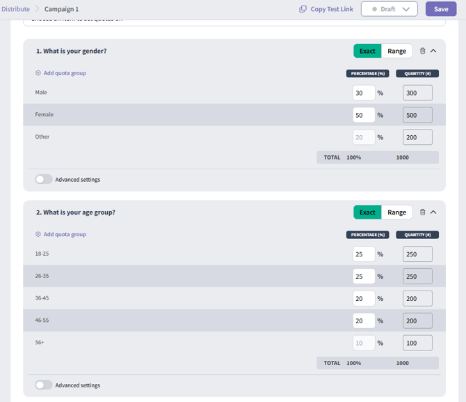 Concept Test Quota Balancing & Distribution