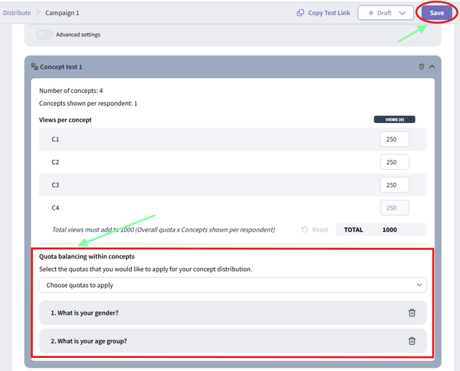 Concept Test Quota Balancing & Distribution