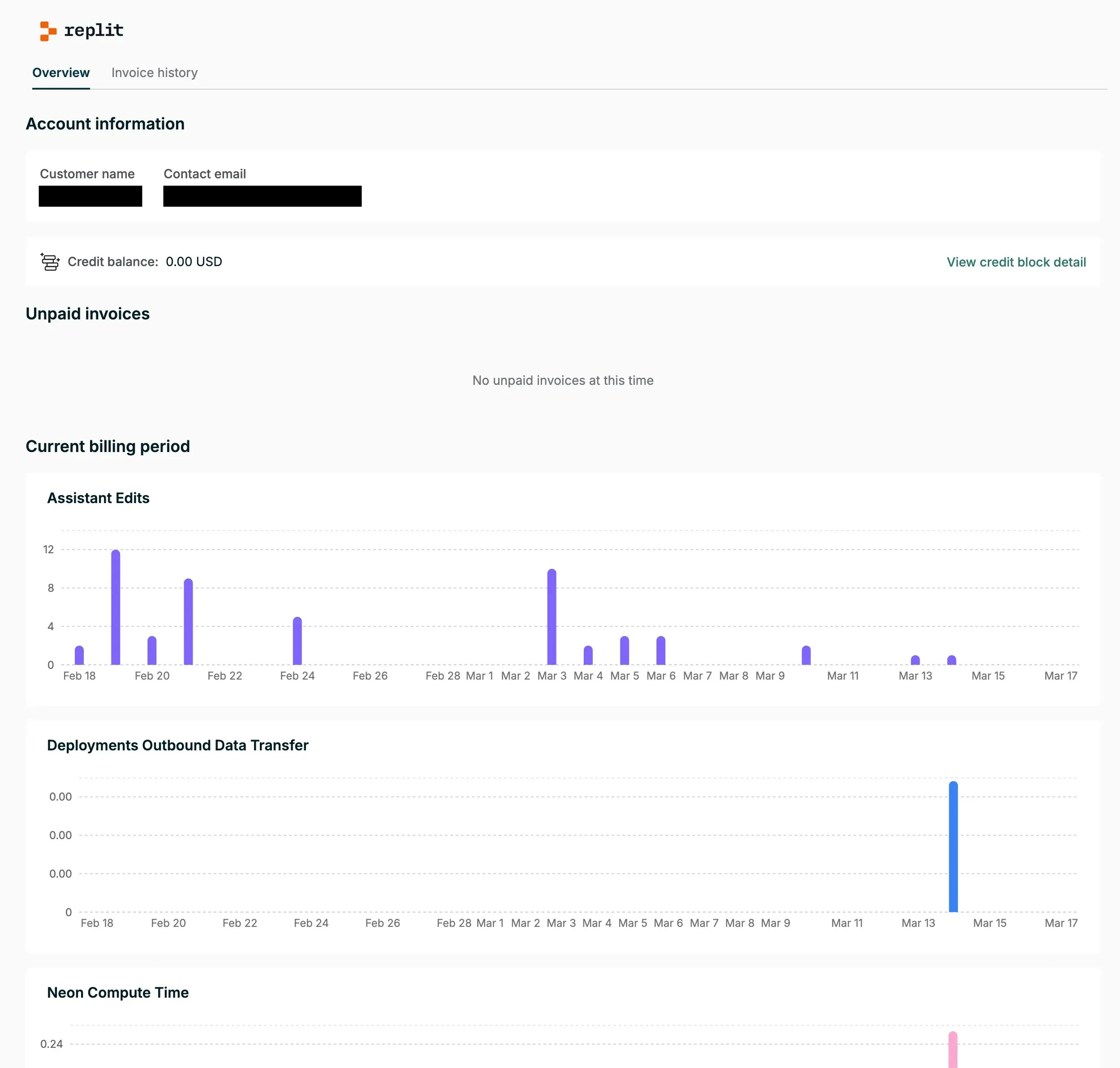 sample Invoices screen