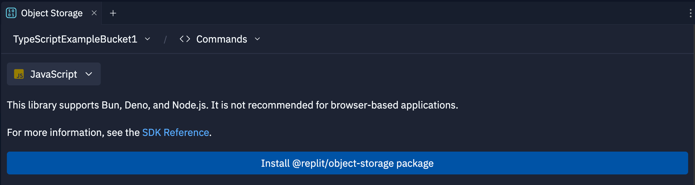 screenshot of App Storage dependencies installation