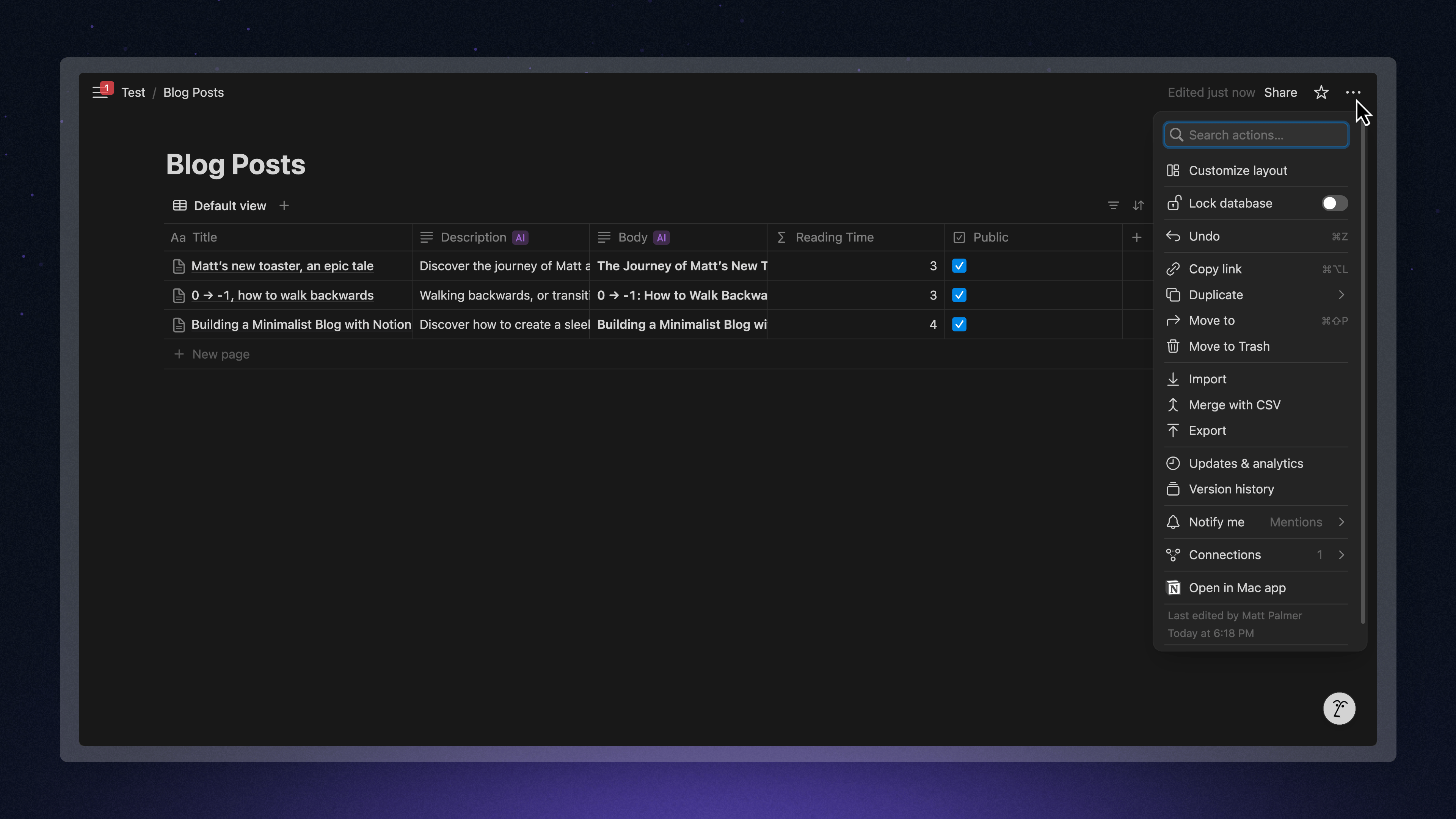 Notion connections menu showing how to add your integration to the page