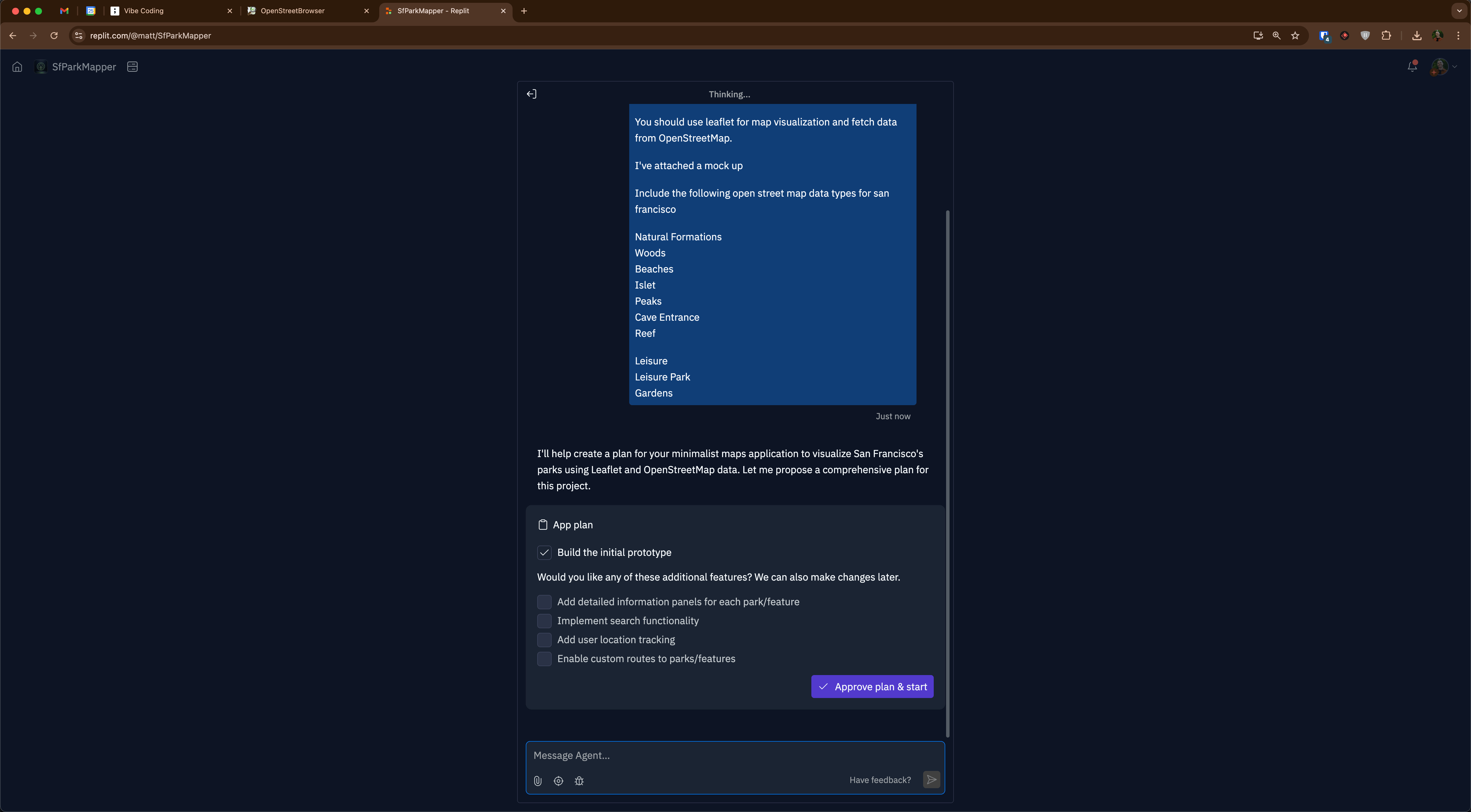 Replit Agent plan creation