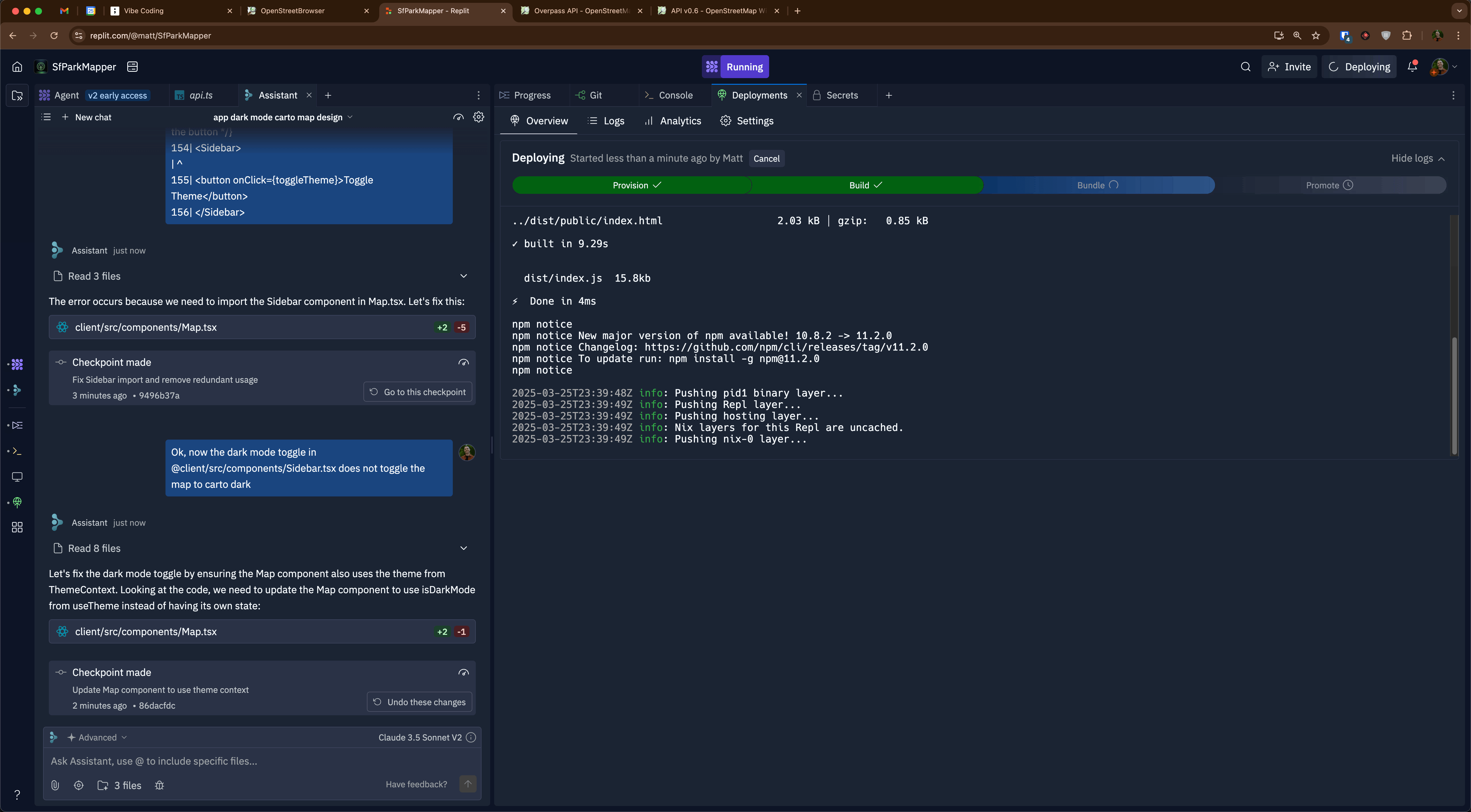 Replit deployment screen