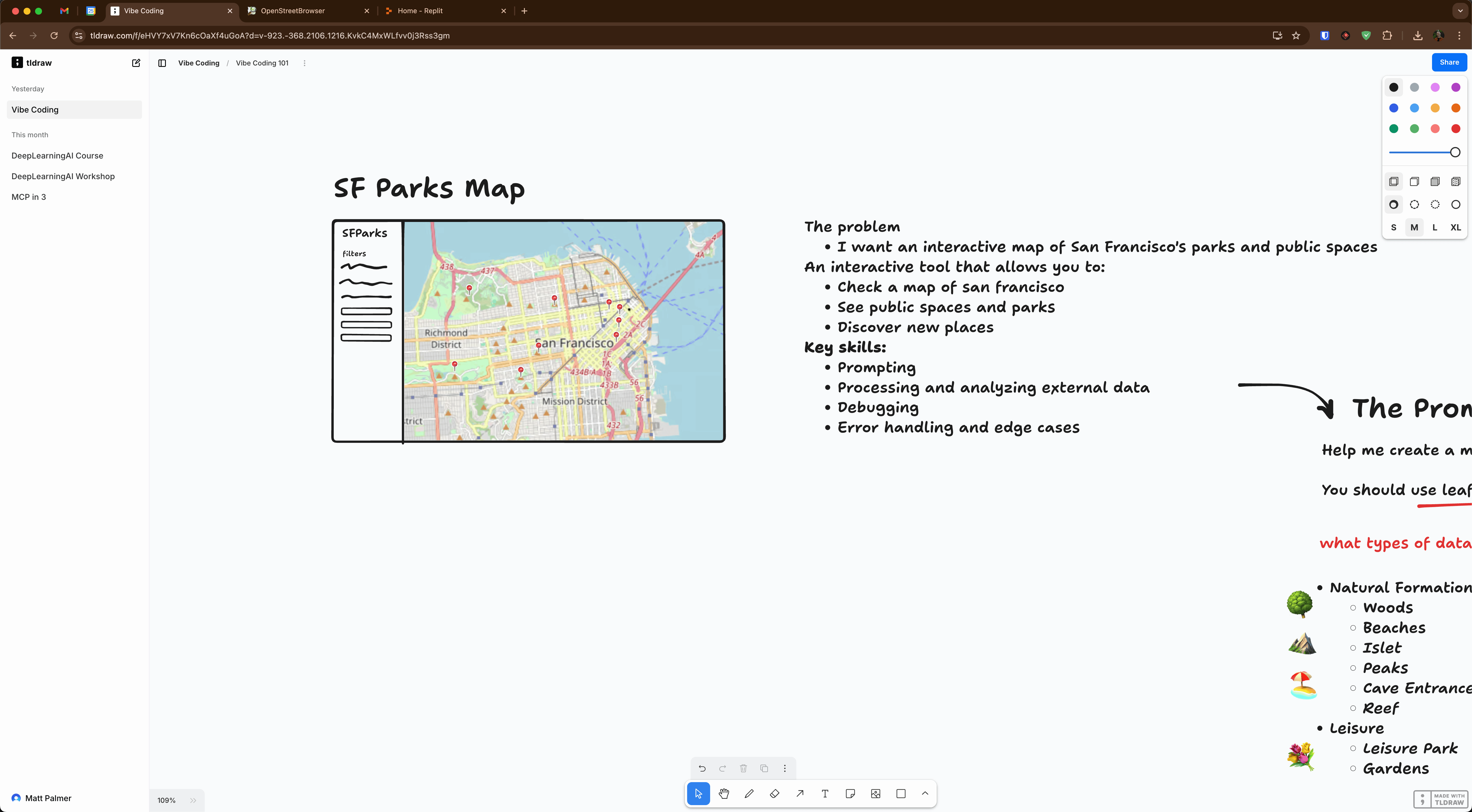 Wireframe sketch of the maps app