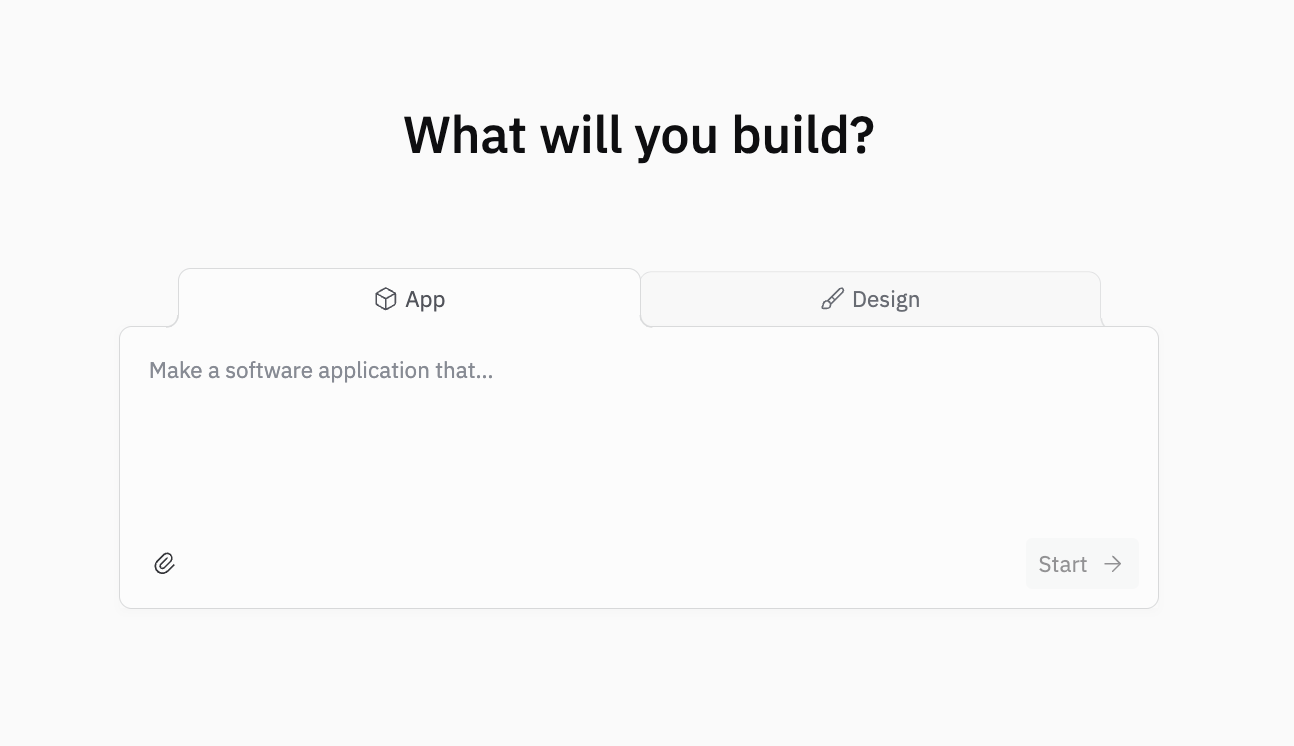 Replit homepage showing App and Design tabs for creating new projects