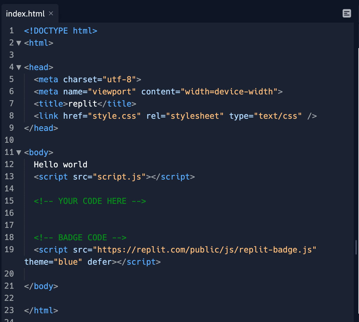 HTML code example showing badge script
