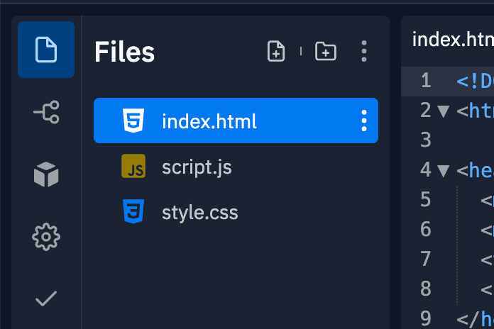 File browser showing index.html file