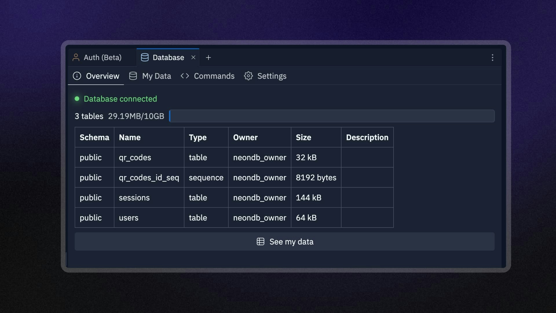 Auth database