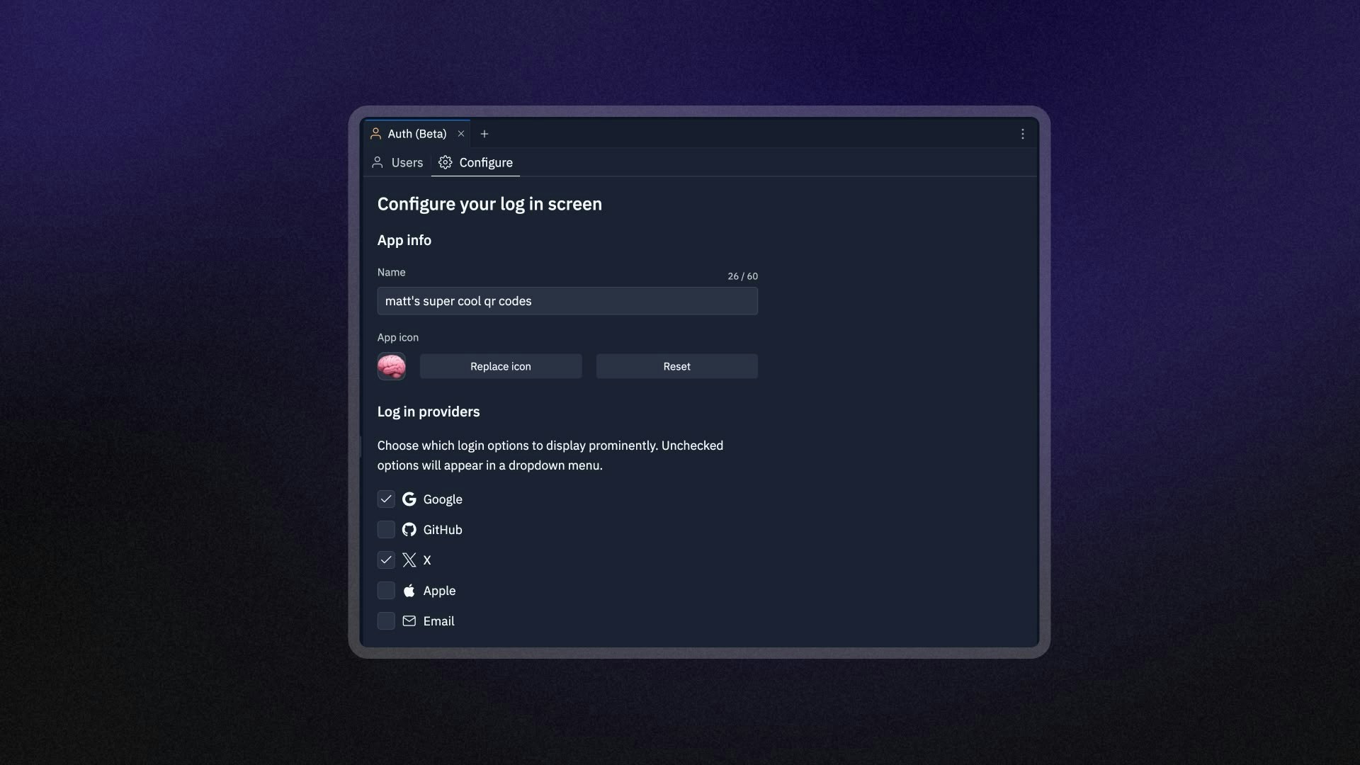 Auth configuration