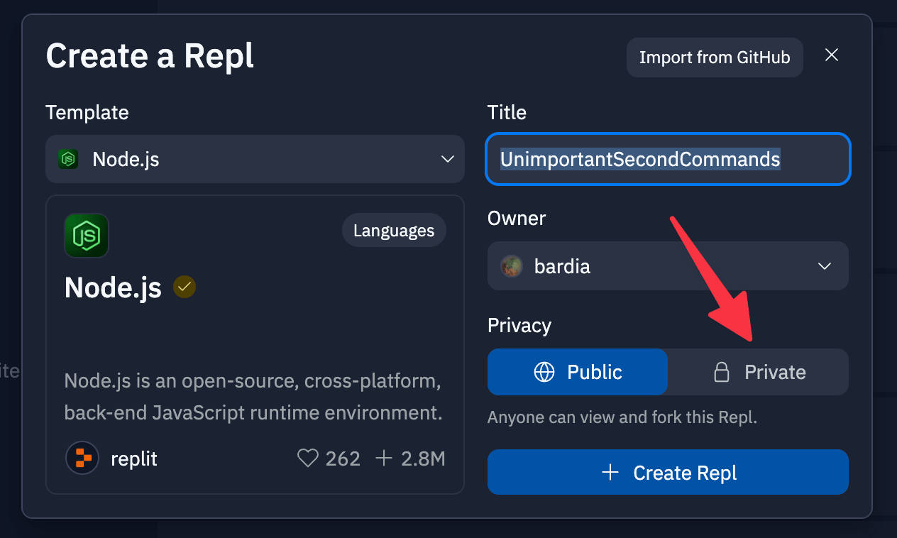 Creating a Private Replit App