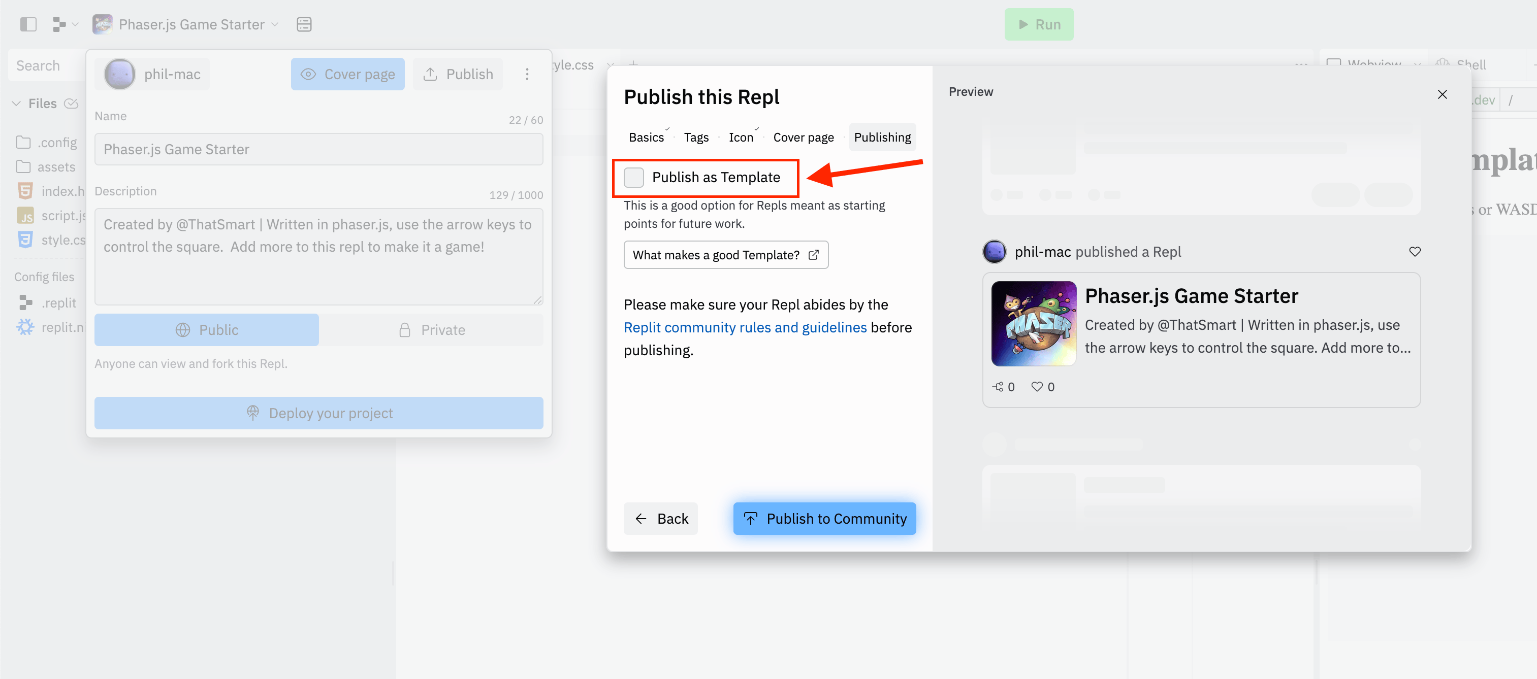 Publish button