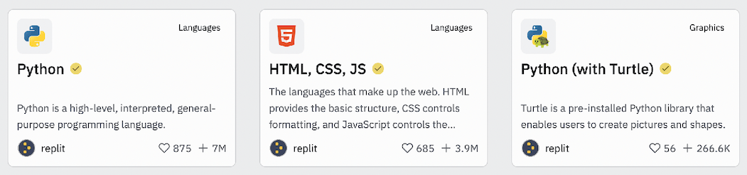 Official Replit developer frameworks