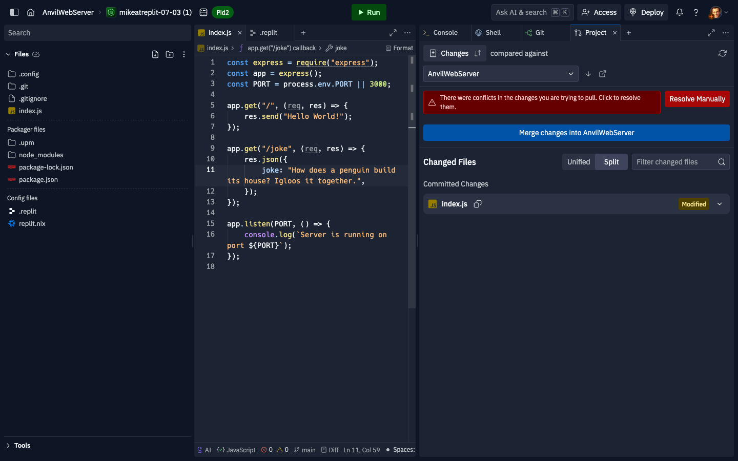 Merge Conflict on Pull