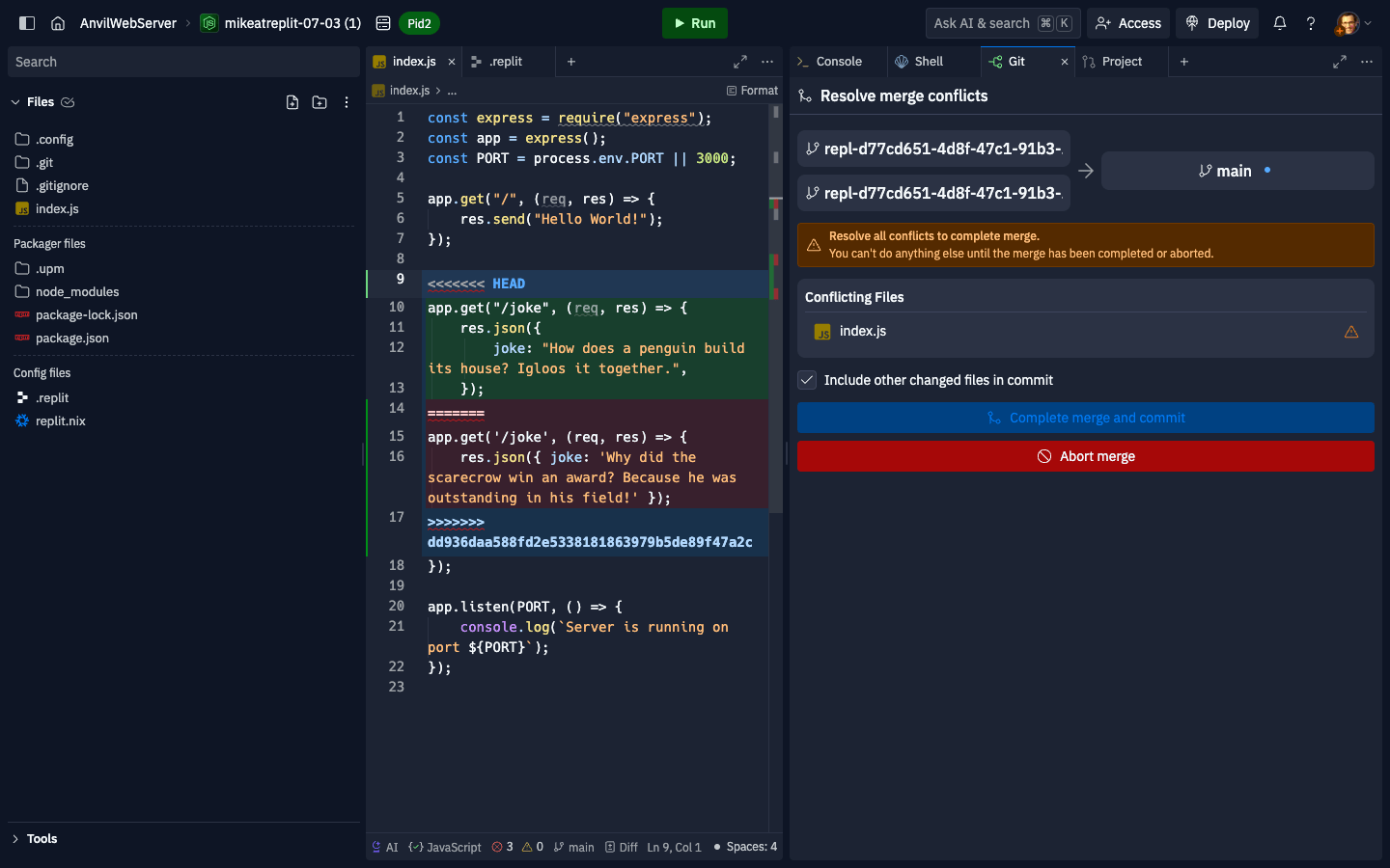 Merge Conflict View Conflict