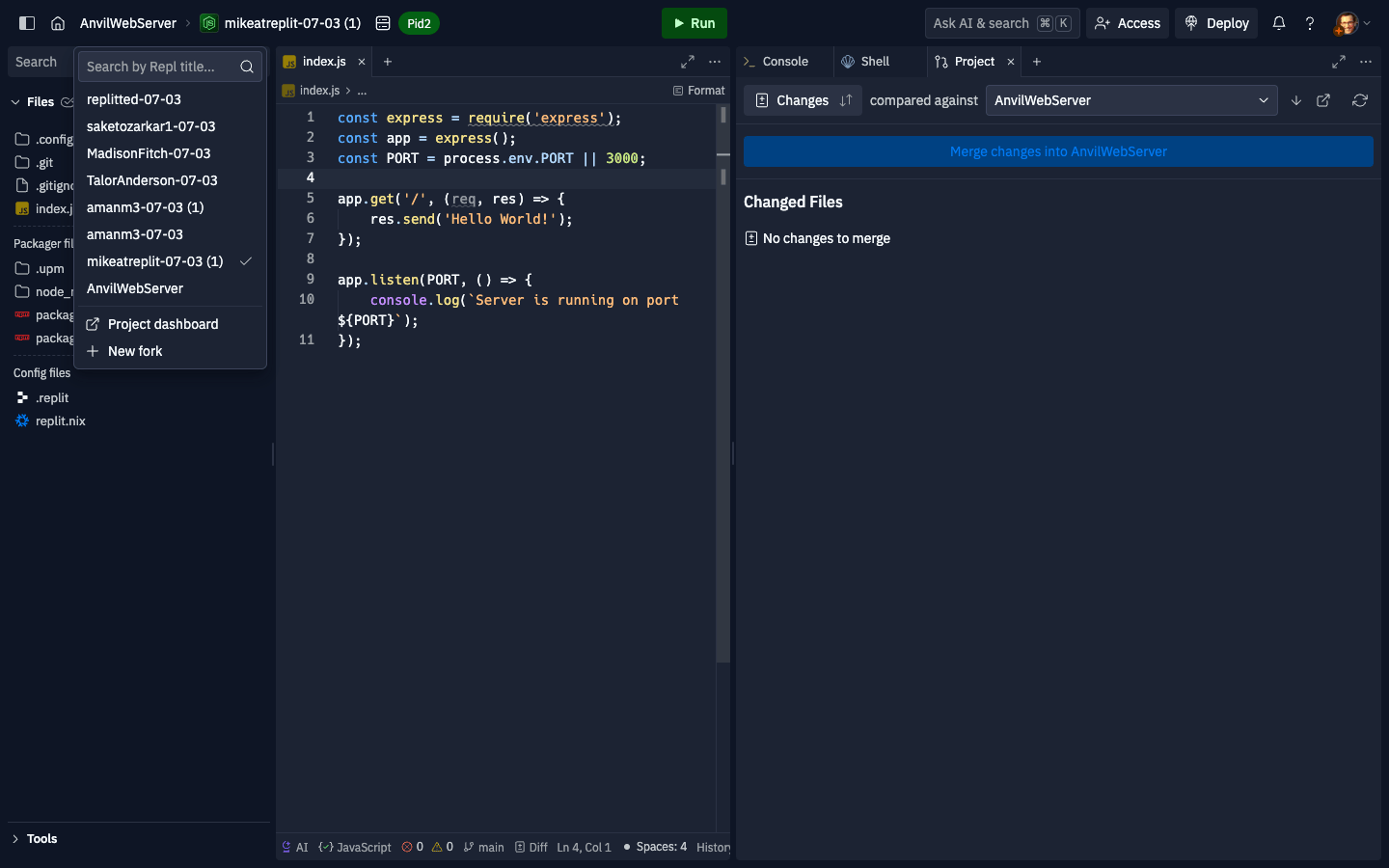 Workspace Header